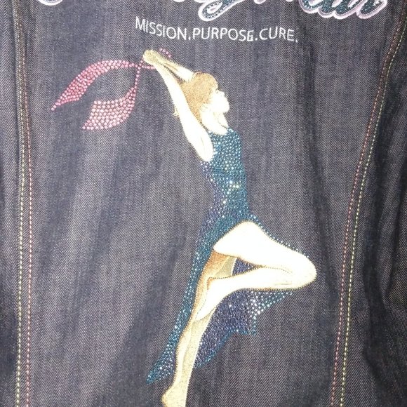 ❤️PRIVACY WEAR Jeweled Pink Ribbon Breast Cancer Awareness Denim Jacket Size XXL - Picture 5 of 12